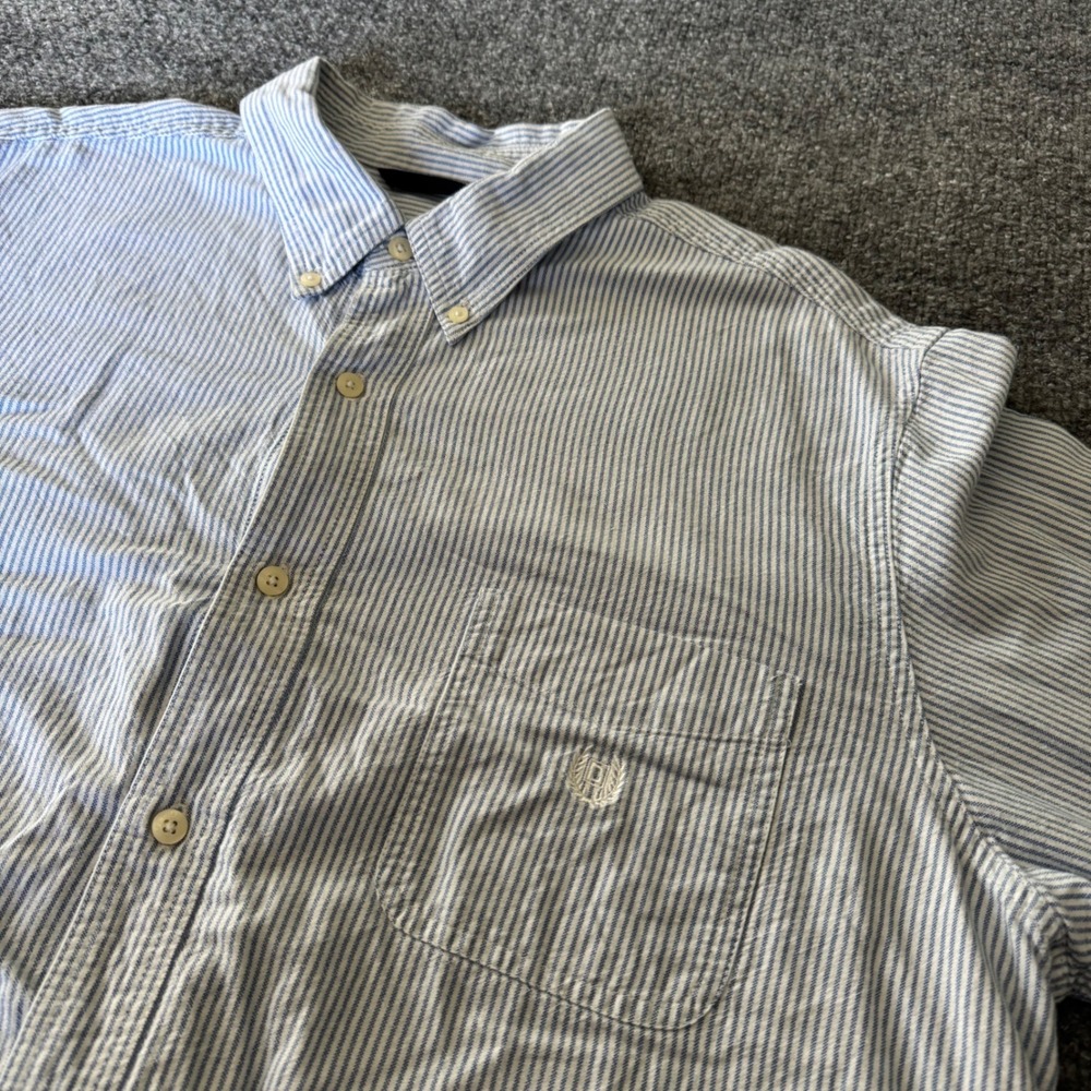Chaps Coastland Wash Men XL Lot 2 Oxford Cotton Striped Blue White Soild Blue - Picture 9 of 12